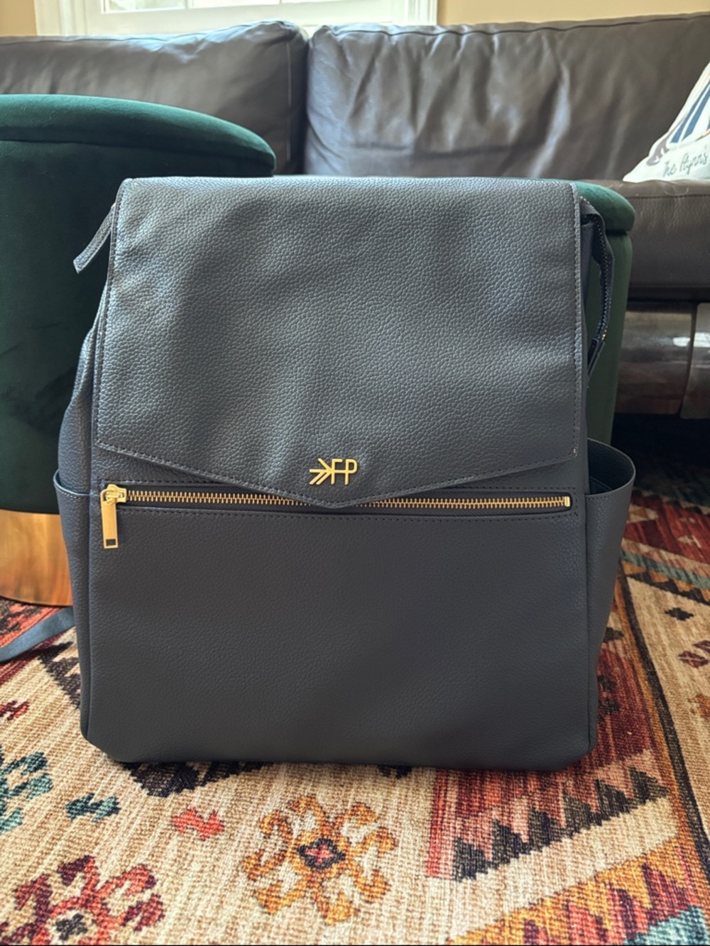 Freshly picked navy blue diaper backpack